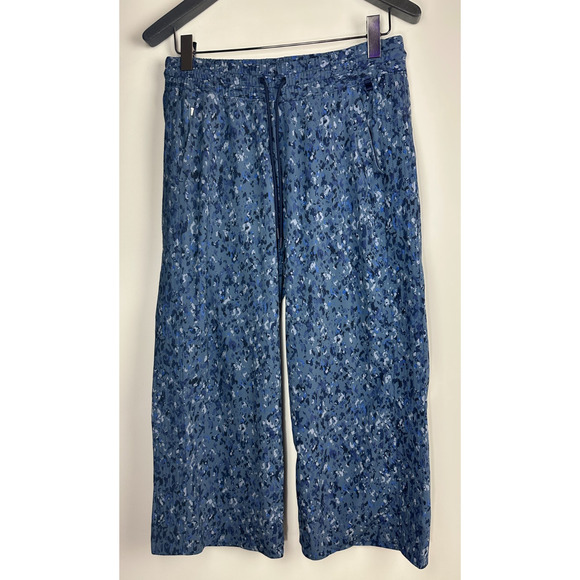 ATHLETA 2 PC Set Bomber Jacket & Wide Leg Crop Pant Navy Leopard Size Large 12 - Picture 10 of 16